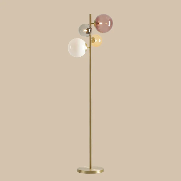 Dizzy - Gulvlampe i messing og multifarvet glas