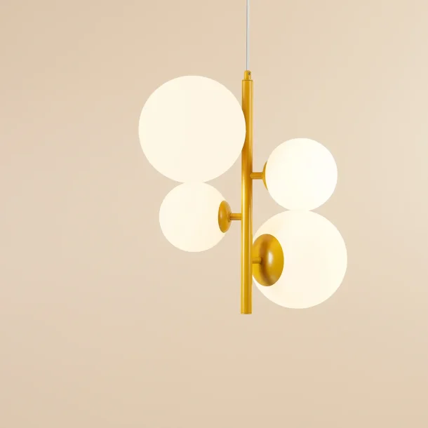 Dizzy - Loftlampe i sennepsgul metal og hvidt glas