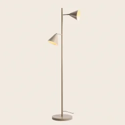 Frigg- Gulvlampe med to skrme i beige metal