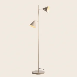Frigg- Gulvlampe med to skrme i beige metal