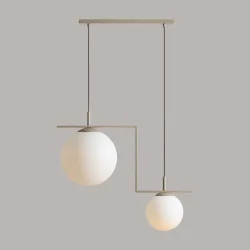 Moma - Loftlampe i beige metal og hvidt glas