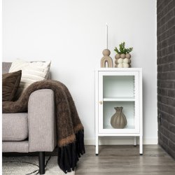 Calaf -  Skab i hvid metal med glaslge