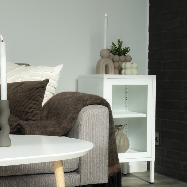 Calaf -  Skab i hvid metal med glaslge