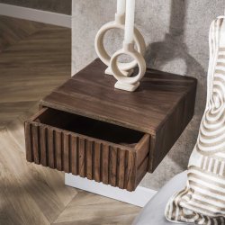 Marron - 2 sengeborde i brun massiv akacietr