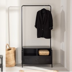 Quito - Tjstativ i sort metal med bjlestang og 1 skuffe