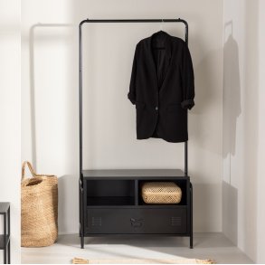 Quito - Tjstativ i sort metal med bjlestang og 1 skuffe