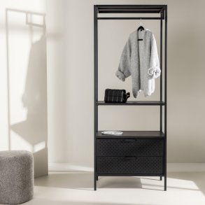 Quito - Tjstativ i sort metal med bjlestang og 2 skuffer