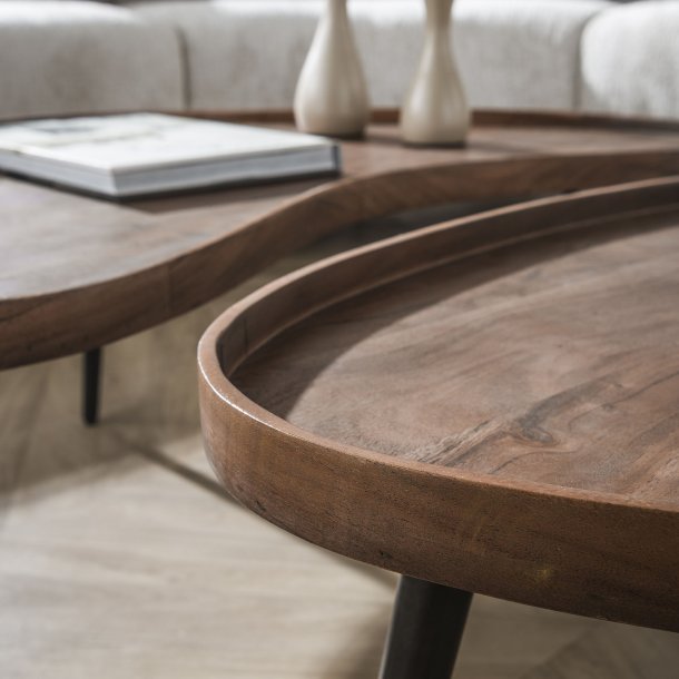 Roxy - Sofabordsst i massiv brun akacietr