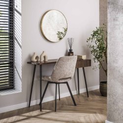 Marron - Konsolbord i brun massiv akacietr med skuffe 