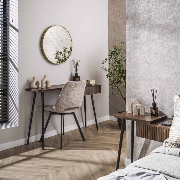 Marron - Konsolbord i brun massiv akacietr med skuffe 