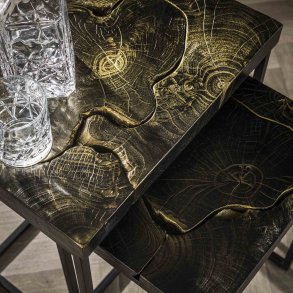Collins - Indskudsbord i sort og guld lakeret teaktræ