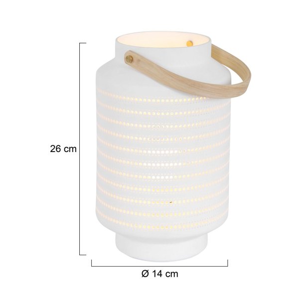 Sorbas - bordlampe i hvid keramik, hjde 26 cm.