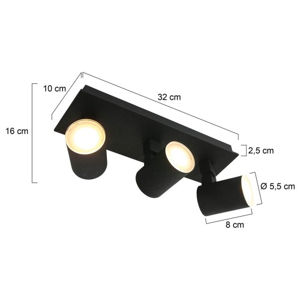 Noir - Spotlampe i sort metal, vlg mellem 3 strrelser