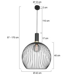 Diseno - Loftlampe, rund i sort metaltrd