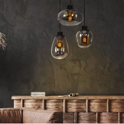 Alhambra -loftlampe med tre rgfarvede glaskupler