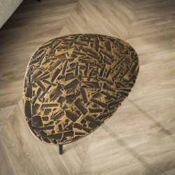 Olympos - Sofabordsst i organisk trekantet form, lavet i bronze og slv finish