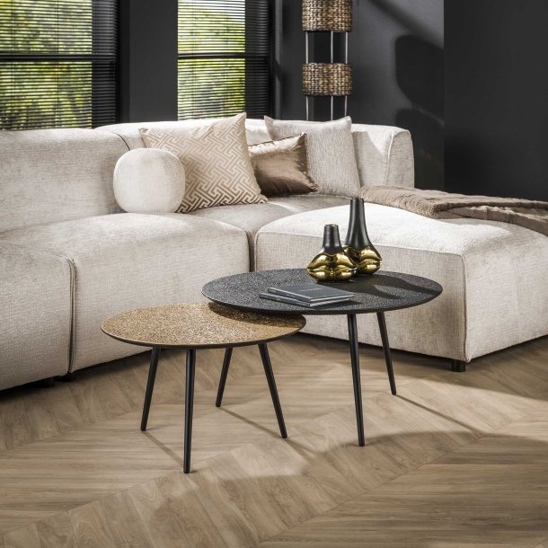 Daidalos - sofabordsst med to runde borde i metal