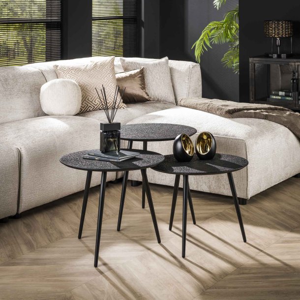 Daidalos - sofabordsst med tre borde i metallic sort