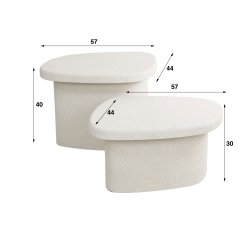 Peak - Sofabordsst i hvid marmor composite, 57 x 44 cm.