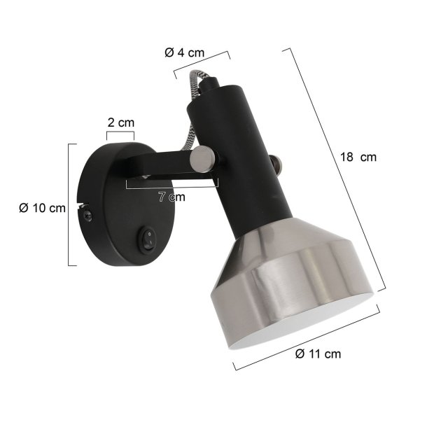 Kingsley - spot i stl og sort metal