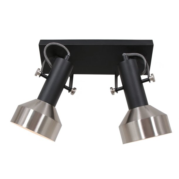 Kingsley - 2 spot i stl og sort metal