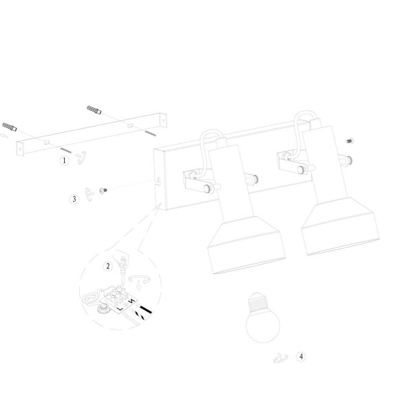Kingsley - 2 spot i stl og sort metal