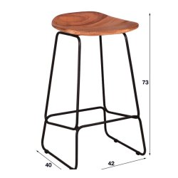 Delaila - 4 Barstole i massiv akacietr og metal