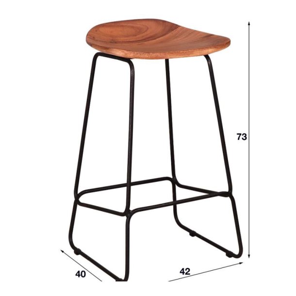 Delaila - 4 Barstole i massiv akacietr og metal