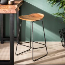 Delaila - 4 Barstole i massiv akacietr og metal