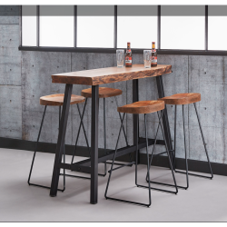 High-five - 2 Barstole i massiv akacietr og metal