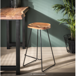 High-five - 2 Barstole i massiv akacietr og metal