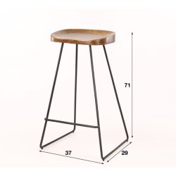 High-five - 2 Barstole i massiv akacietr og metal