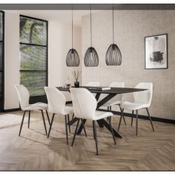 Cole - 4 Spisebordsstole i hvid Boucl stof