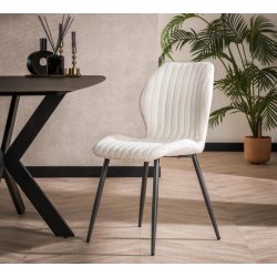 Cole - 4 Spisebordsstole i hvid Boucl stof