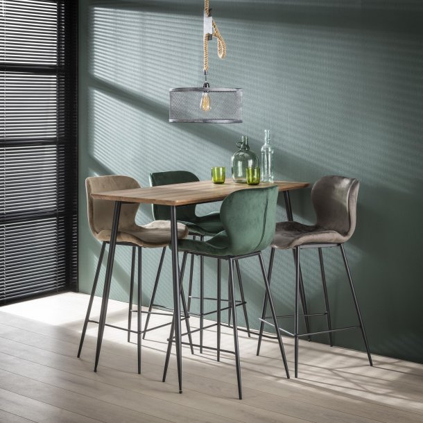 Blues- 4 Barstole i champagne farvet velour og metal