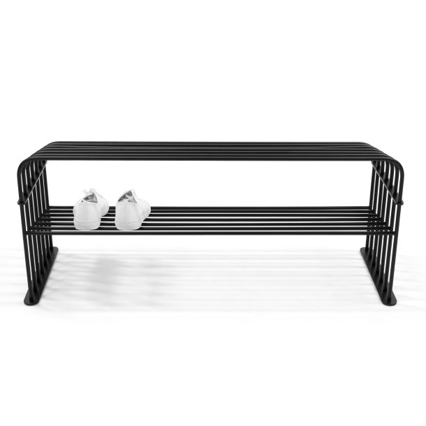 Vigas - Skohylla i svart metall, bredd 100 cm.