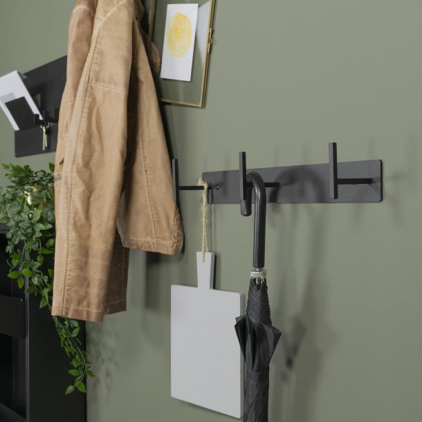 Zahara - Knagerkke med tre knager i sort metal