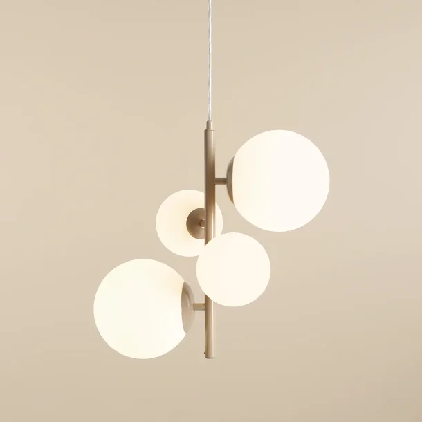 Dizzy - Loftlampe i beigefarvet metal og hvidt glas