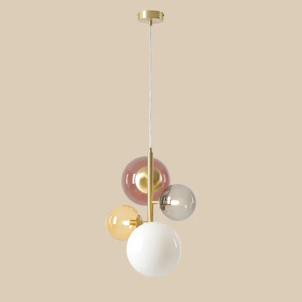 Dizzy - Loftlampe i messing og multifarvet glas