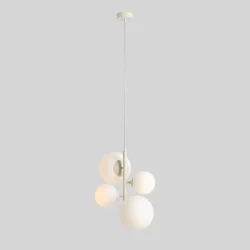 Dizzy - Loftlampe i cremefarvet metal og hvidt glas