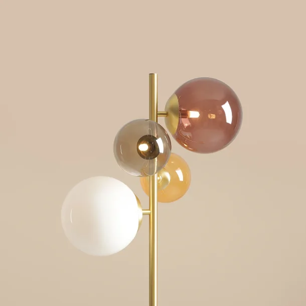 Dizzy - Gulvlampe i messing og multifarvet glas