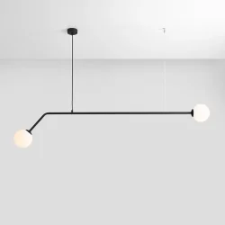 Limelight - Loftlampe i sort metal og hvidt glas, bredde 150 cm