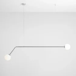 Limelight - Loftlampe i forkromet metal og hvidt glas, bredde 150 cm