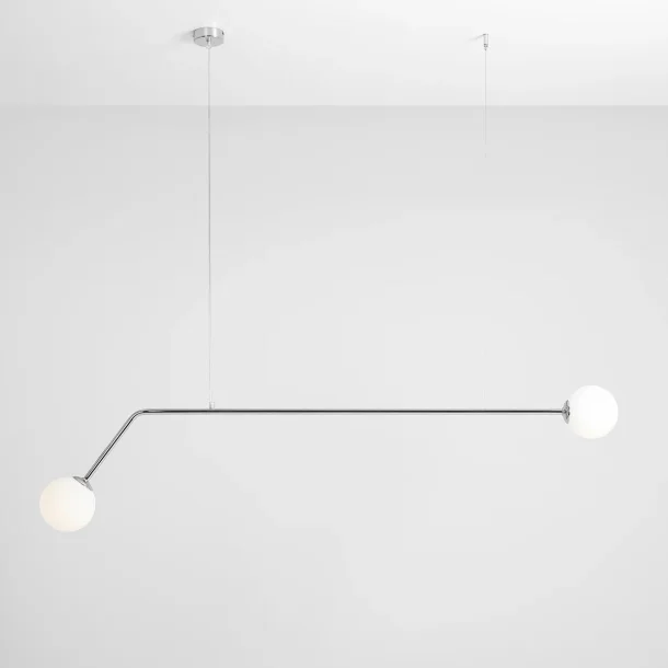 Limelight - Loftlampe i forkromet metal og hvidt glas, bredde 150 cm