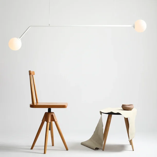 Limelight - Loftlampe i hvidt metal og hvidt glas, bredde 150 cm