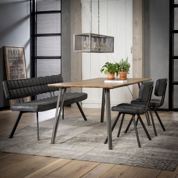 Dekker - Bnk i sort imiteret lder med lngde 180 cm