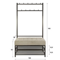 Lunox - Kl�dst�llning i bronsf�rgad metall med kl�dd b�nk
