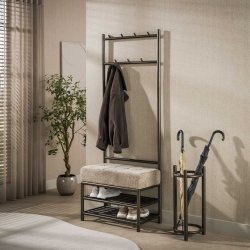 Lunox - Kl�dst�llning i bronsf�rgad metall med kl�dd b�nk, bredd 70 cm.