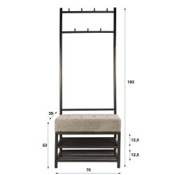 Lunox - Kl�dst�llning i bronsf�rgad metall med kl�dd b�nk, bredd 70 cm.