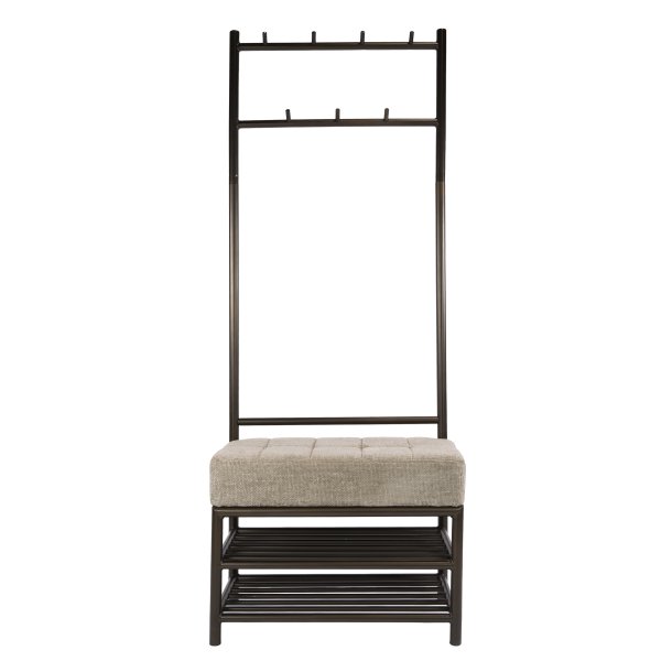 Lunox - Kl�dst�llning i bronsf�rgad metall med kl�dd b�nk, bredd 70 cm.